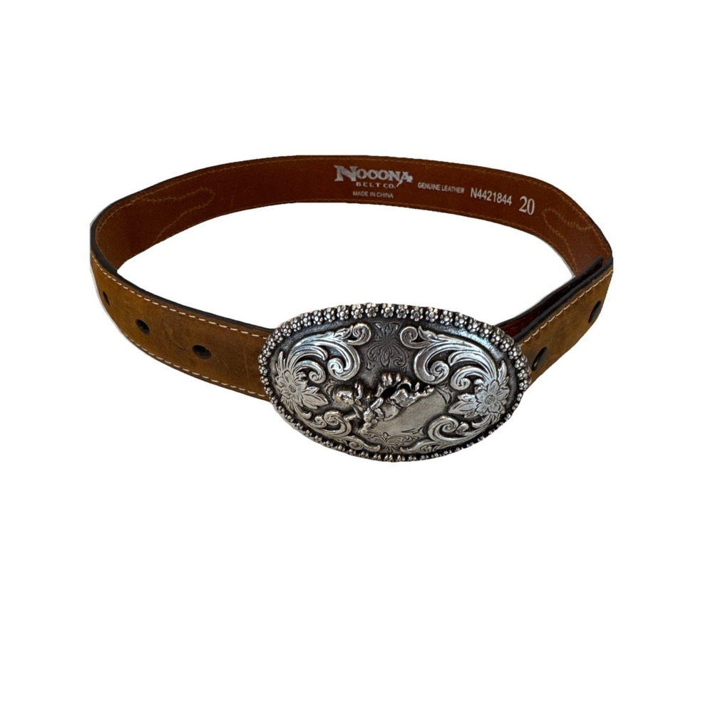Nocona Belt Co Kids Tan Leather Western Embroidered Belt Size 20 N4421844